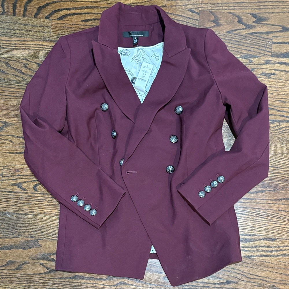 White House Black Market Rich Maroon Double-Breasted Blazer